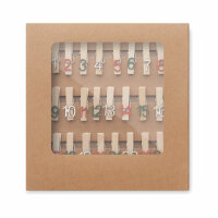 Set 24 clip calendario avvento wood