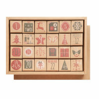 Adventskalender-Set 24-teilig beige