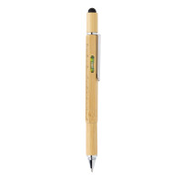 Penna multifunzione 5 in 1 in bambù marrone