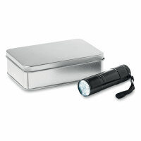 Torcia LED confezione latta Nero