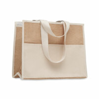 Jute-Canvas Shopping Tasche Beige