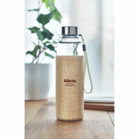 Trinkflasche Glas 500ml Beige