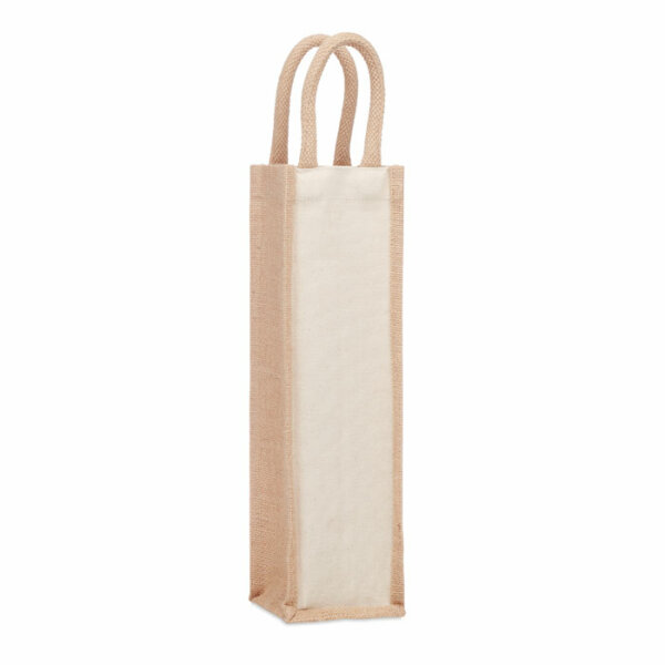 Flaschen-Geschenktasche Jute Beige