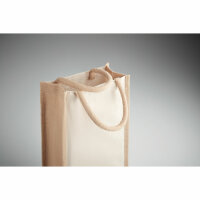 Duo Flaschen-Geschenktasche Jut Beige