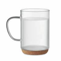 Glasbecher mit Kork 400ml Transparent