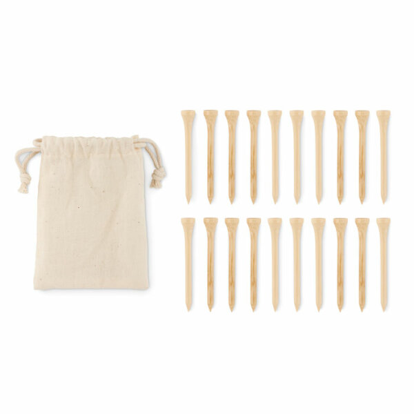 Set di 20 tee da golf in bamboo Beige