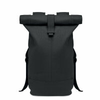 Zaino in tela lavata Rolltop Nero