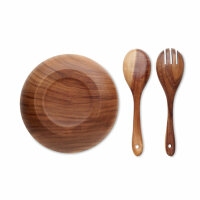 Set di insalatiera e utensili wood