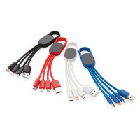 4-in-1 Kabel mit Karabiner-Clip blau