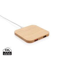 Caricatore wireless 5W in bambù con USB marrone