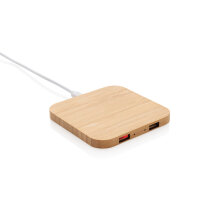 5W-Wireless-Charger aus Bambus mit USB braun