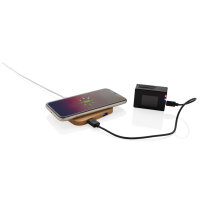 Bambus 5W Wireless Charger mit USB-Ports braun