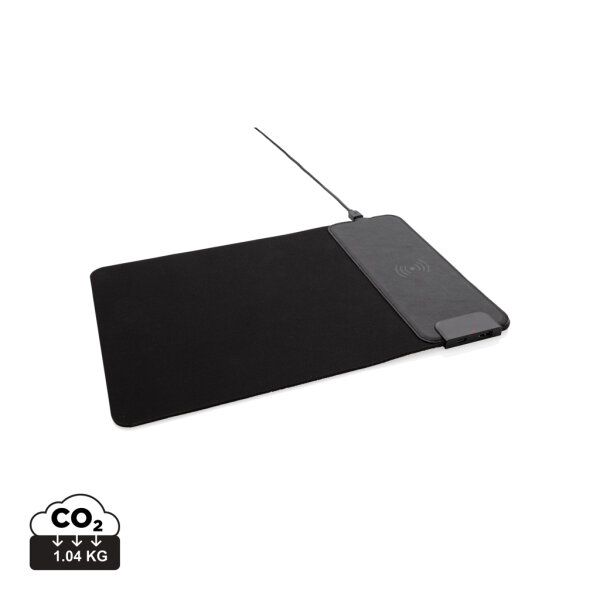 Mousepad mit 15W Wireless Charging und USB Ports schwarz