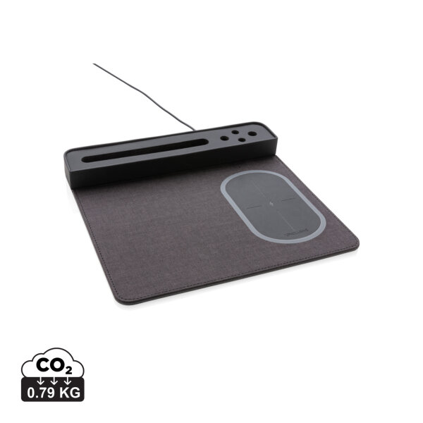 Tappetino mouse Air con ricarica wireless 5W e USB nero