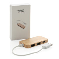 Hub USB un bambù con type C marrone