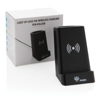 Light Up Logo 5W Wireless Charging Stiftehalter schwarz