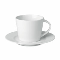 Cappuccino Tasse und Untertasse Weiß