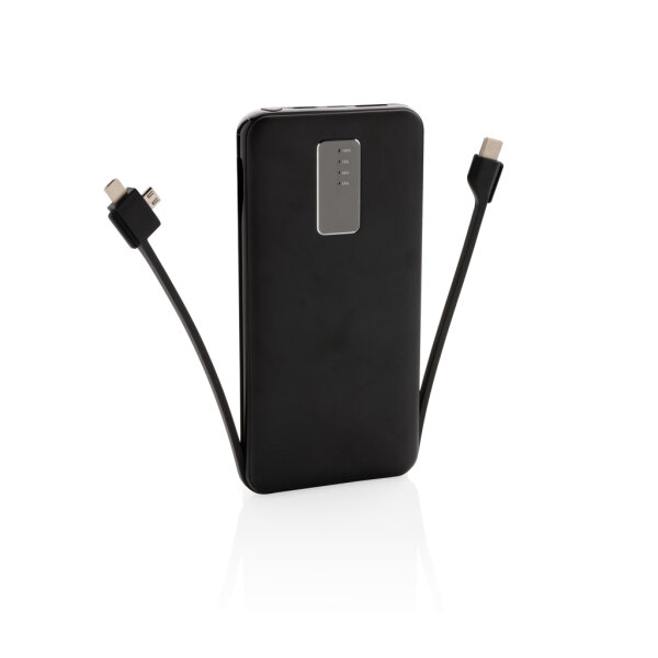 Powerbank tascabile 10.000 mAh cavi integrati nero