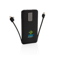 Powerbank tascabile 10.000 mAh cavi integrati nero