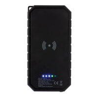 10.000 mAh Solar-Powerbank mit Wireless Charger schwarz