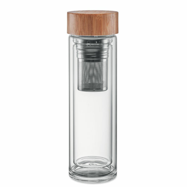 Trinkflasche Glas 400ml Transparent