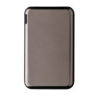 Powerbank compatta da 5.000 mAh grigio, nero