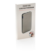 Powerbank compatta da 5.000 mAh grigio, nero