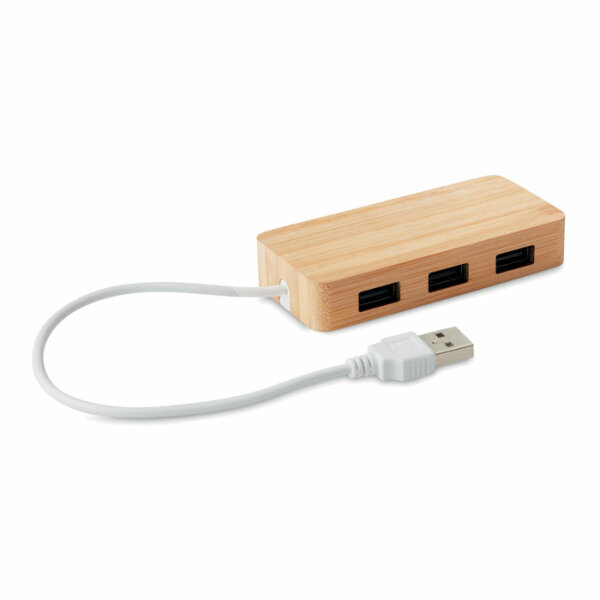 3 Port 2.0 USB Hub Bambus Holz