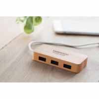 3 Port 2.0 USB Hub Bambus Holz