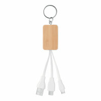 Schlüsselring-Ladekabel 3in1 Holz