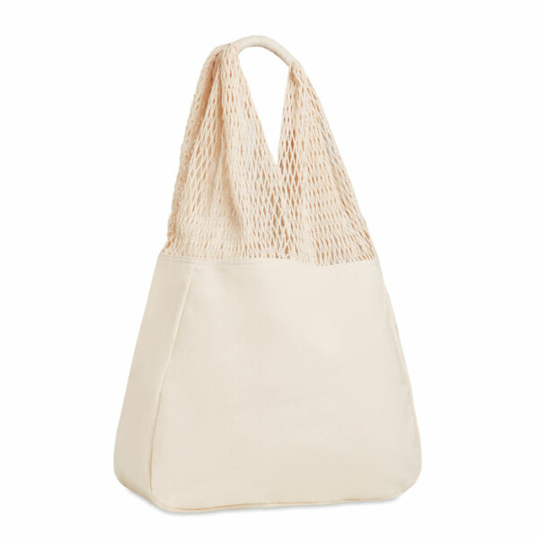 Strandtasche Baumwolle/Mesh Beige