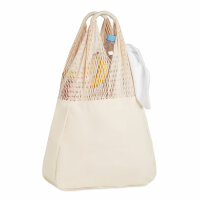 Borsa mare in cotone/rete Beige