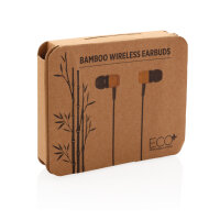 Auricolari wireless in bambù marrone, nero