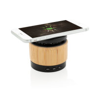 Bambus Wireless Charger und Lautsprecher braun, schwarz