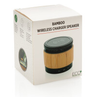 Bambus Wireless Charger und Lautsprecher braun, schwarz