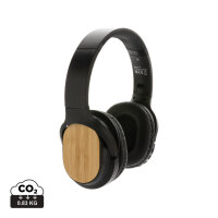 Elite faltbarer kabelloser Kopfhörer aus RCS und Bambus schwarz