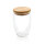 Doppelwandiges Borosilikatglas mit Bambusdeckel 350ml transparent