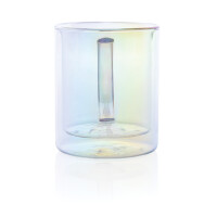 Doppelwandiger Deluxe-Becher aus galvanisiertem Glas transparent