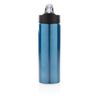 Sport Edelstahlflasche mit Trinkvorrichtung blau