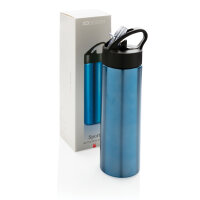 Sport Edelstahlflasche mit Trinkvorrichtung blau